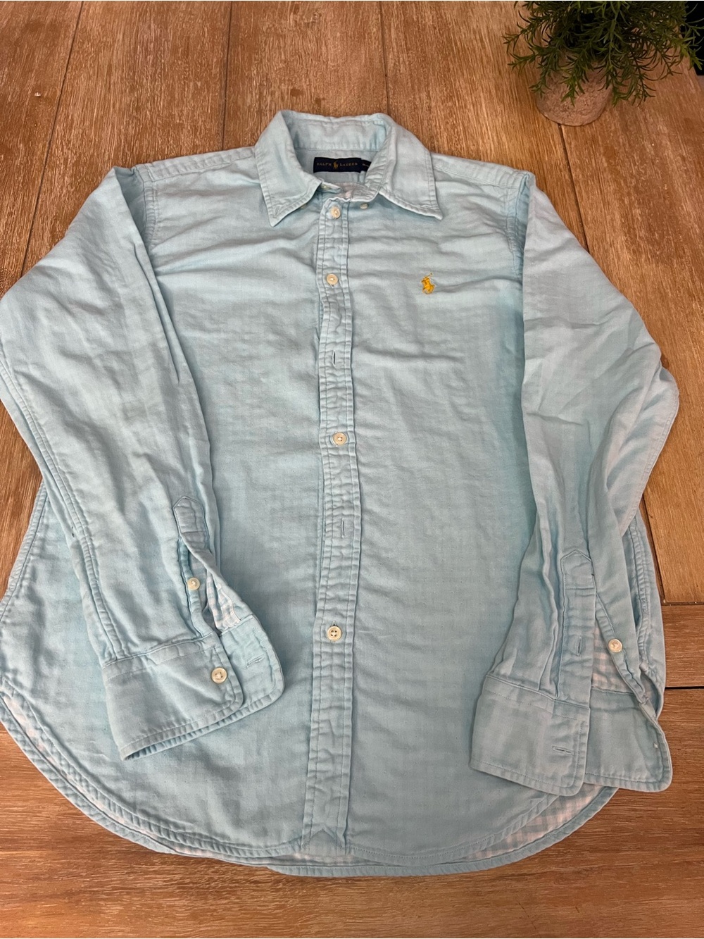 Ralph Lauren Pale Blue Button-Down Oxford Shirt with Yellow Pony